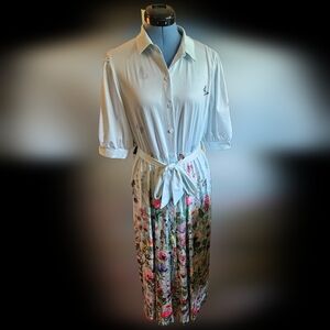 Butterfly Blue And White Floral Dress XL